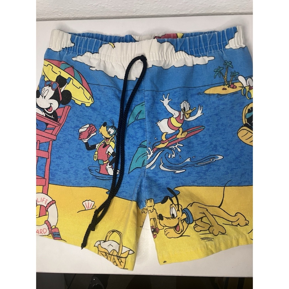 90s Disney Mickey Mouse Shorts Swim  Kids 4T Vintage Beach‎ Donald Duck Pluto